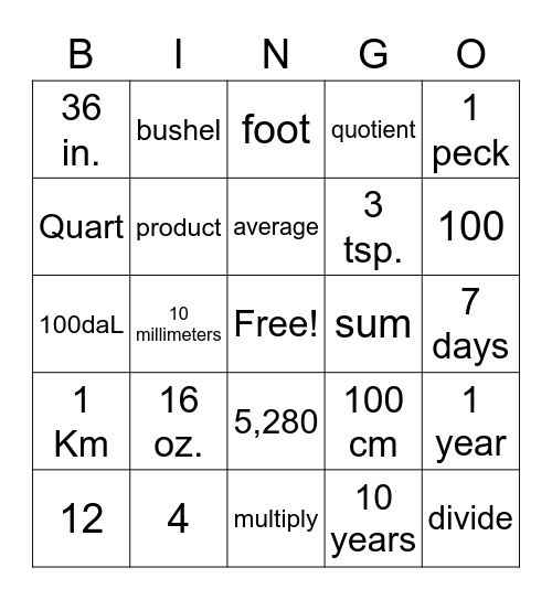 REVIEW 2  Bingo Card