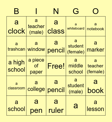 La scuola Bingo Card