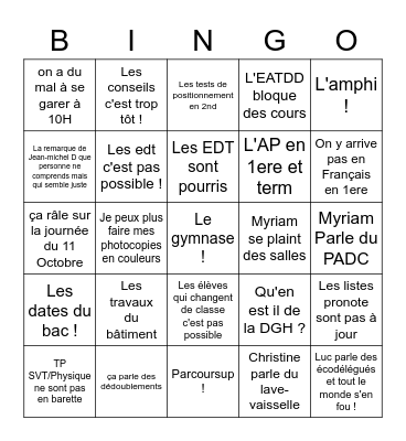 Bingo de Bazille Bingo Card