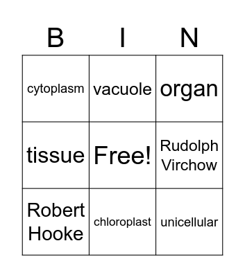 CELLS Bingo Card