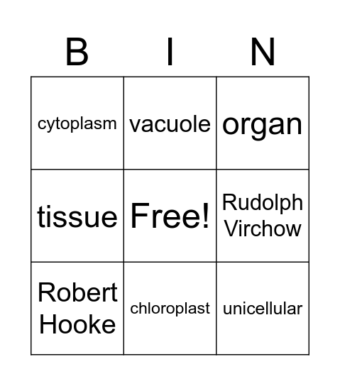 CELLS Bingo Card