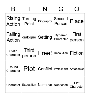 Narrative Bingo Card