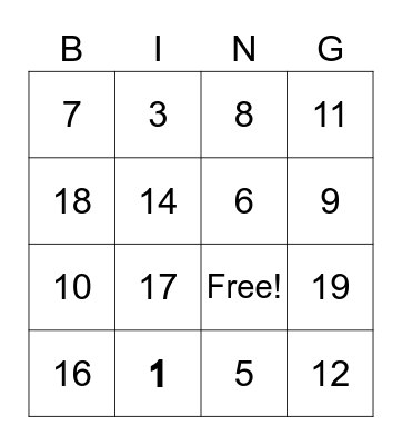 Addition Bingo (Facts to 10) Bingo Card