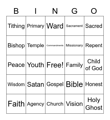 Church Bingo Card