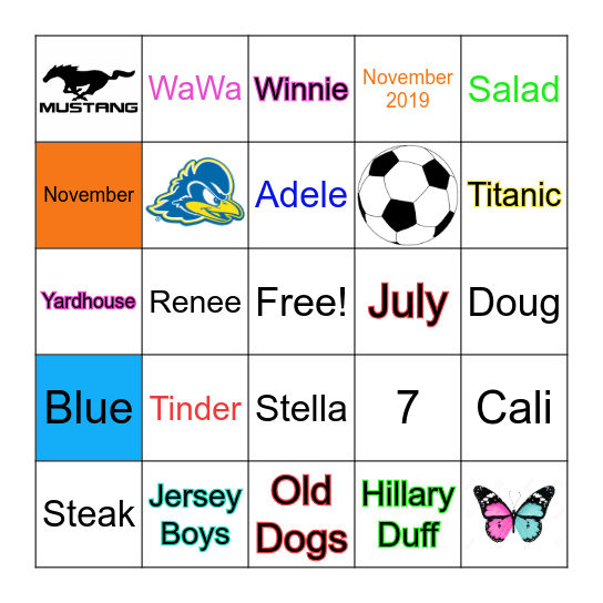 Amy's Bingo Board Bingo Card