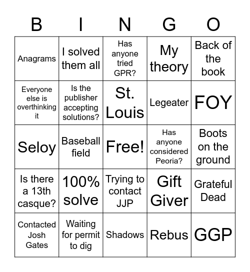 The Secret Bingo Card