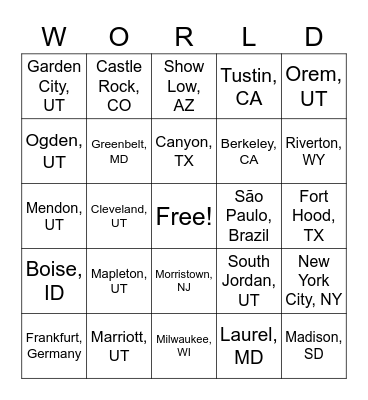 The Anderson Family Bingo Card