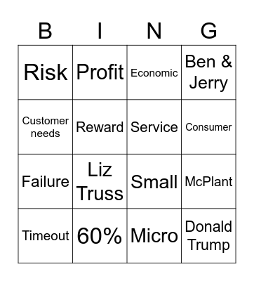 Business key words Bingo Card