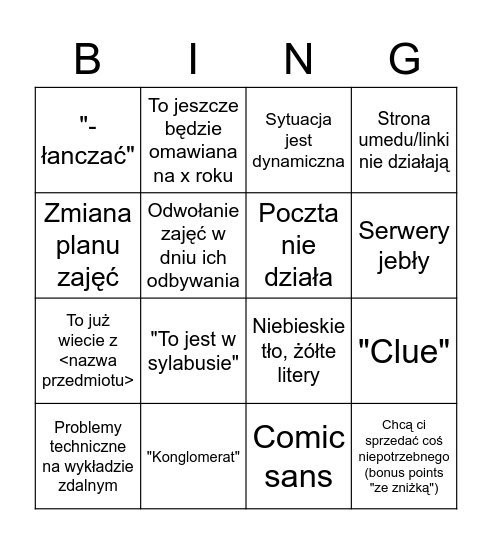 BINGO WRUM Bingo Card