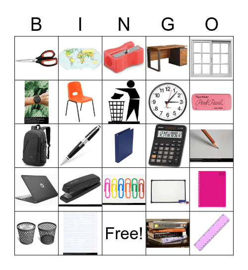 Classroom Objects Bingo Card