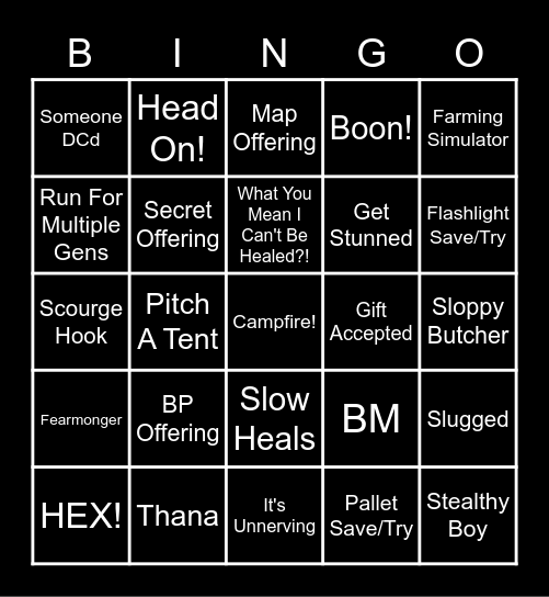 Dead by Daylight (for Survivor) Bingo Card