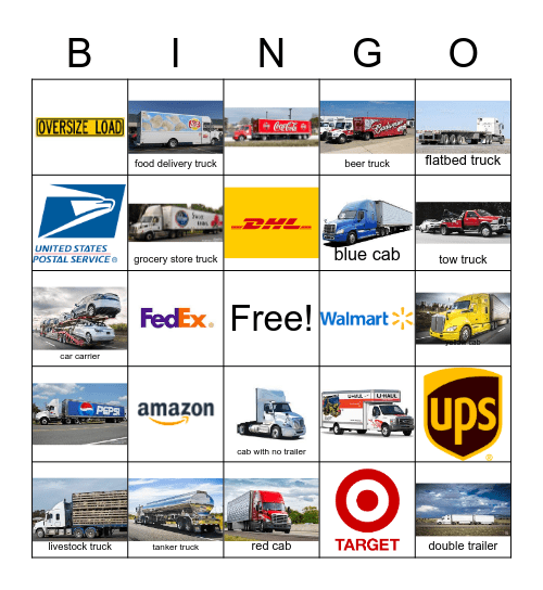 Truck Bingo Card