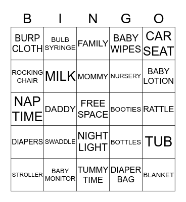 BABY SHOWER BINGO Card