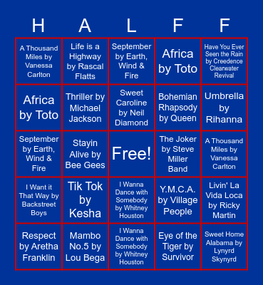 HCI Music Bingo Card