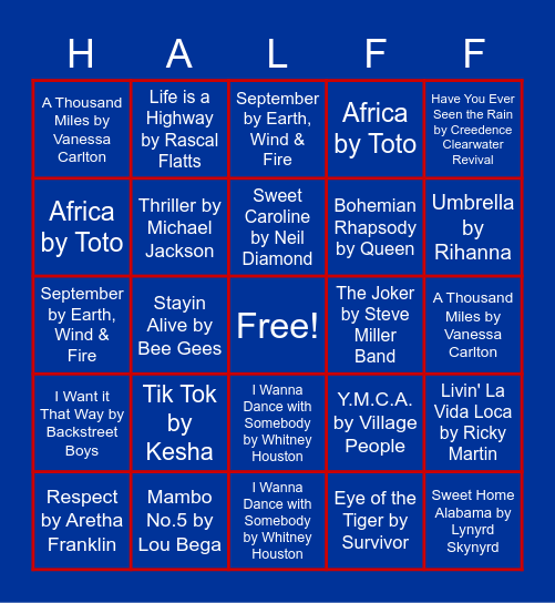HCI Music Bingo Card