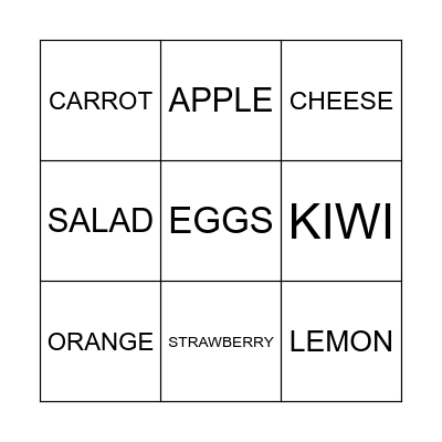 FOOD Bingo Card