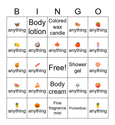 Bath & body works Bingo Card