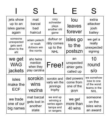 2022-23 SZN Bingo Card