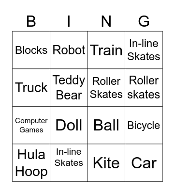 TOYS Bingo Card