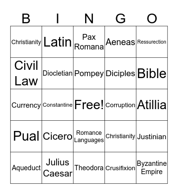 Vocab Bingo Card