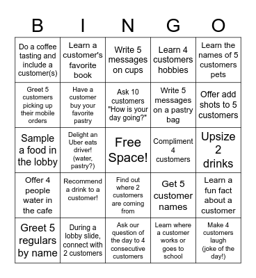 Starbucks BINGO- Lets get our CC up!! Bingo Card