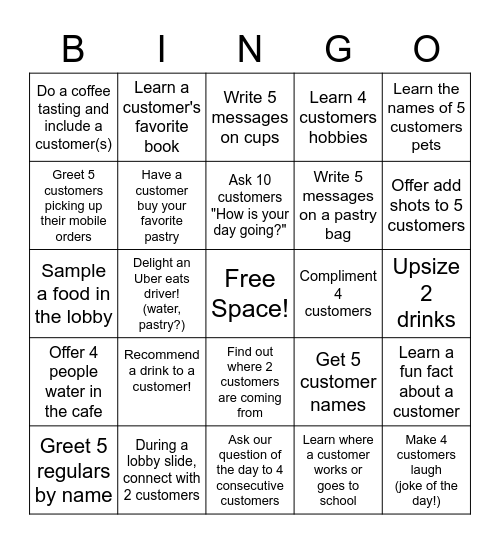 Starbucks BINGO- Lets get our CC up!! Bingo Card