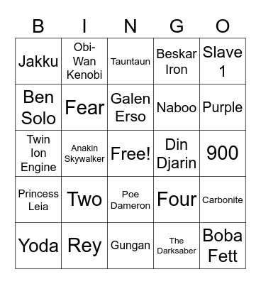 Corrine's Birthday Star Wars Trivia Bingo Card