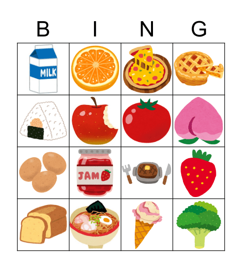 Food Bingo Card