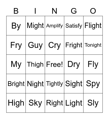 IGH and Y BINGO Card
