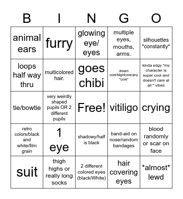 youtube animation "Meme" /Youtube OCs Bingo Card
