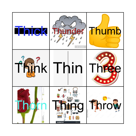 "TH" Words! Bingo Card