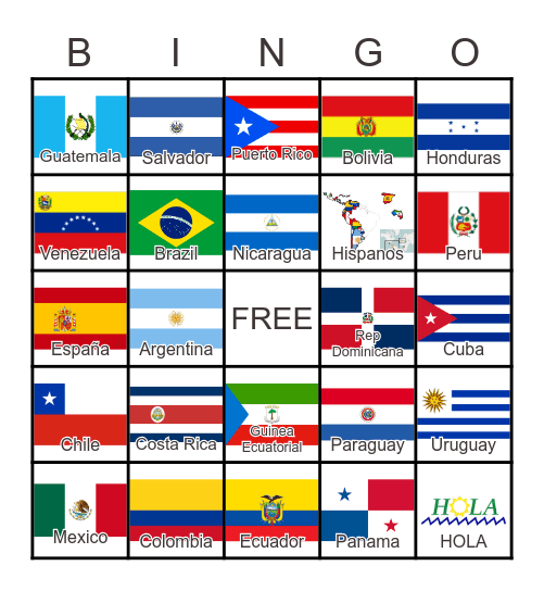 Hispanic Heritage Month - Spanish Bingo - 3 Bingo Card