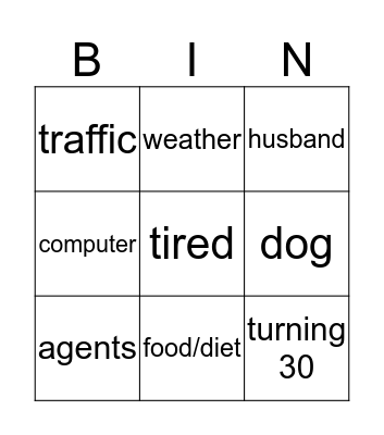 BINGO MOAN Bingo Card