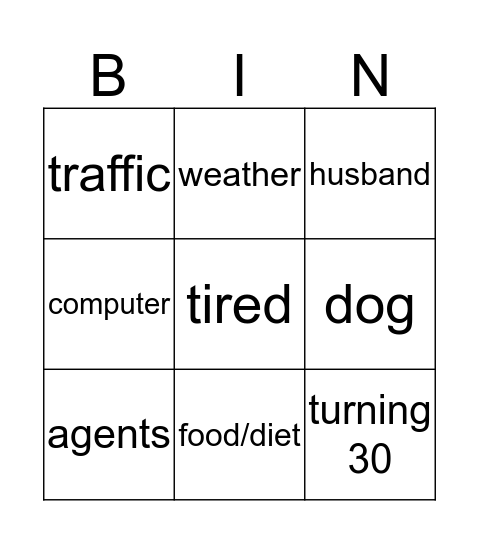 BINGO MOAN Bingo Card