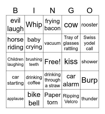 Sound Effects Bingo Card