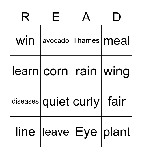 Wall Reading Hunt 1 Bingo Card