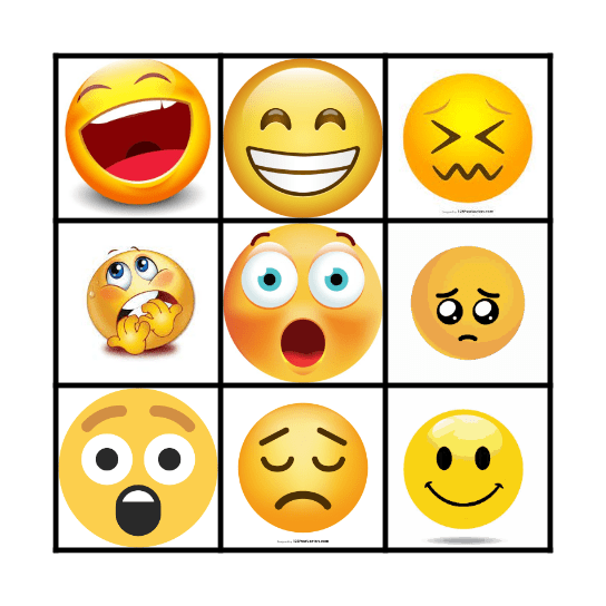 Mga Emosyon Bingo Card