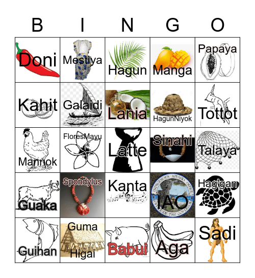 Chamorro Bingo Card