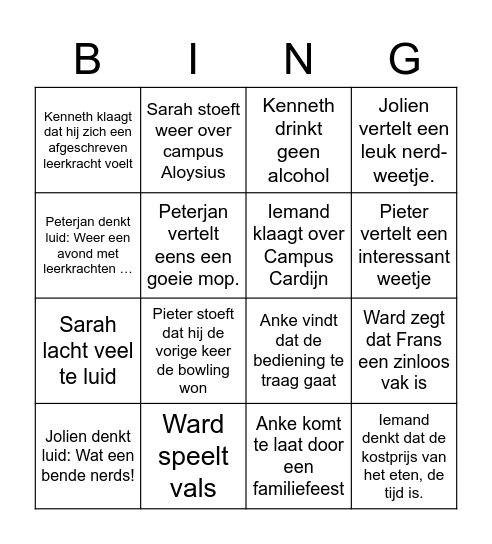 Nerd Bingo! Bingo Card