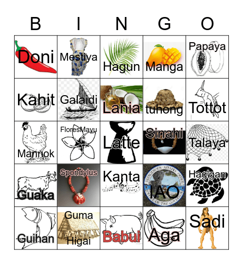 Chamorro Bingo Card