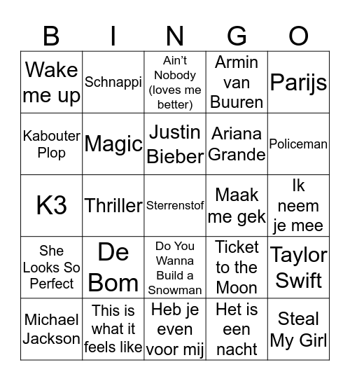Fay's kids BINGO Card