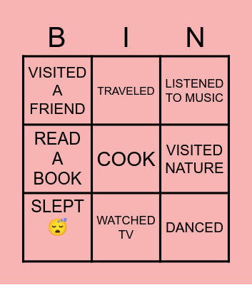 Weekend Bingo Card