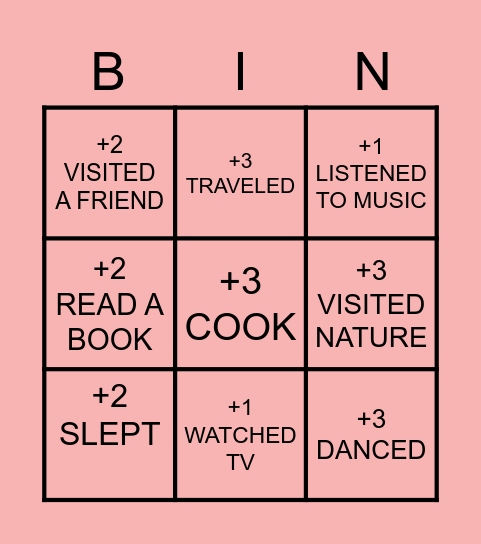 Weekend Bingo Card