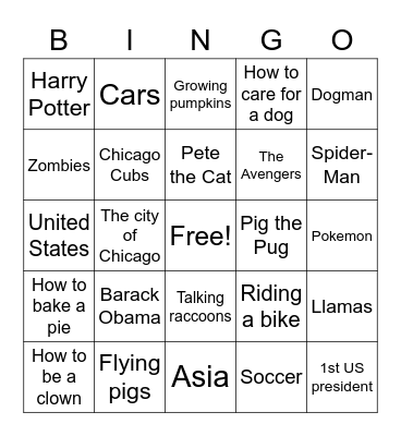 Fiction vs Nonfiction Bingo Card