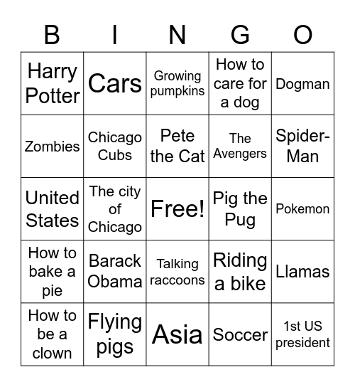 Fiction vs Nonfiction Bingo Card