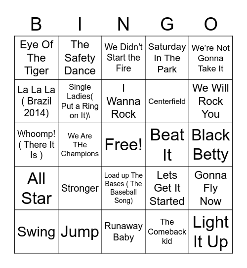 Sporty Bingo Card