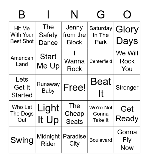 Sporty Bingo Card