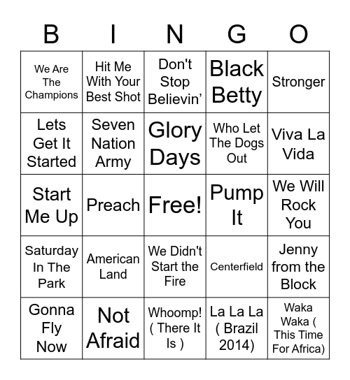 Sporty Bingo Card