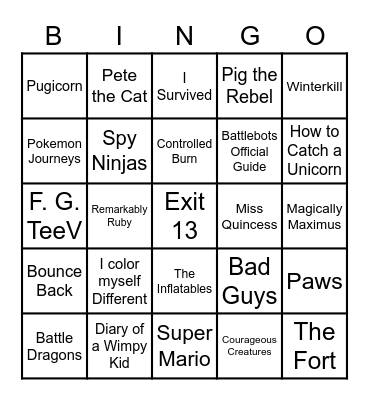 Book Fair Bingo Card