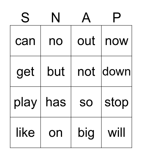 List 3 Bingo Card